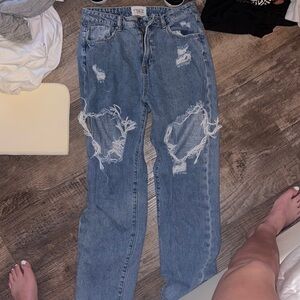 Blue ripped jeans